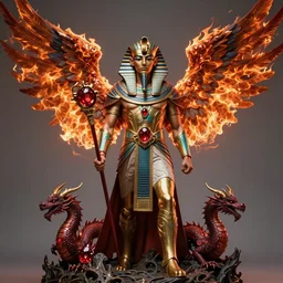 gothic fantasy character portrait, pharaoh armor male warlock with burning angel wings, ultra realistic, wide angle, intricate details, ruby dragon artifacts, sharp focus, highly detailed by peter mohrbacher, hajime sorayama, wayne barlowe, boris vallejo, aaron horkey, gaston bussiere, craig mullins