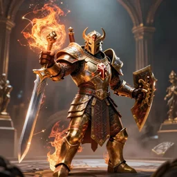 a armored holy paladin namefiremaw casting magic spells sword shield lord dramatic lighting cinematic establishing shot extremely high detail foto realistic cinematic lighting post processed