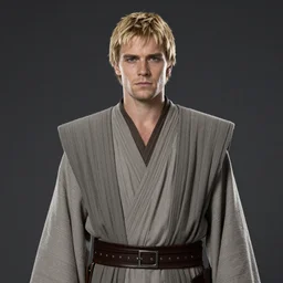 portrait of a man by greg rutkowski, young jedi knight, german features, short blond hair, straight jaw, manly, tall, wearing gray jedi robes, star wars expanded universe, artstation hq.