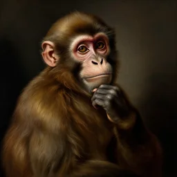 a philosopher monkey pondering!!!!!!!!! intensely, portrait, by sandro botticelli