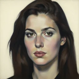 hyperrealism close - up portrait of a beautiful slavic woman, ivory background, pop art, by roy liechtestein, canvas, acrylic paint, dark and dull palette