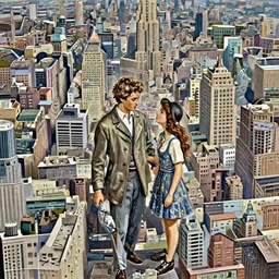 Romantic depiction of Classically good-looking man and Cute girl Exploring New York City illustration by Ruan Jia and Mandy Jurgens and William-Adolphe Bouguereau, Artgerm, 4k, digital art, surreal, space dandy style, highly detailed, godsend, artstation, digital painting, concept art, smooth, sharp focus, illustration by Ruan Jia and Mandy Jurgens and William-Adolphe Bouguereau