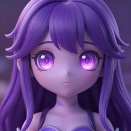 a humanoid figure viola monster with large glowing eyes, highly detailed, digital art, sharp focus, trending on art station, pansy, anime art style