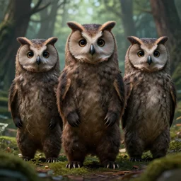 three quarter portrait of an owlbear in the forest, d & d, fantasy, miro petrov,
