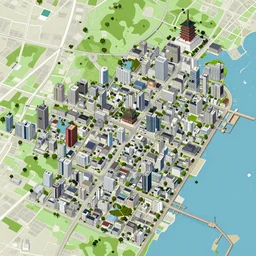 isometric map of a japanese city highly detailed visualisation