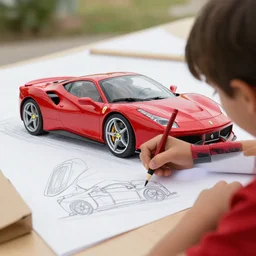 ferrari, kid drawing