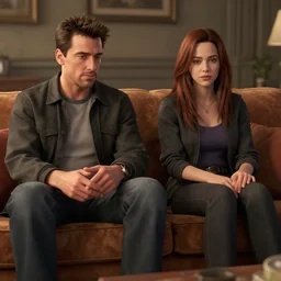 pulp fiction realistic photo 3 5 mm 4 k octane render unreal engine detailed john travolta and uma thurman sitting on a sofa