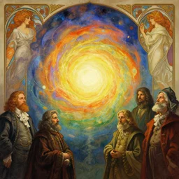 antediluvian occult cosmology, panspermia, by robert hooke and ernst haeckel and agostino arrivabene and joaquin sorolla and greg rutkowski and alphonse mucha, rule of thirds, vivid colours, negative space, atmospheric, digital painting, artstation, concept art, smooth, sharp focus