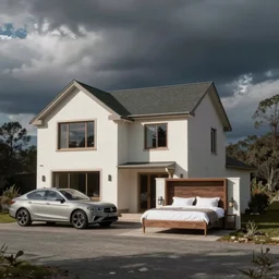 house, car, furniture, bed, photograph