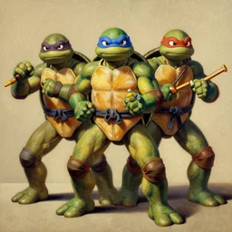 teenage mutant ninja turtles, painting by gaston bussiere, craig mullins, j. c. leyendecker