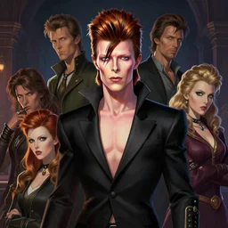 portrait of david bowie in team fortress 2 style, tragic, elegant, fantasy, hd shot, digital portrait, beautiful, artstation, comic style, by artgerm, guy denning, jakub rozalski, magali villeneuve and charlie bowater