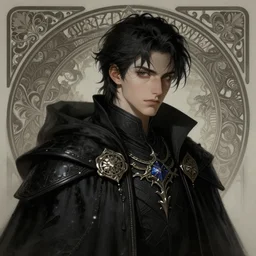 young shadow mage male, deep focus, d & d, fantasy, intricate, elegant, highly detailed, digital painting, artstation, concept art, matte, sharp focus, illustration, hearthstone, art by artgerm and greg rutkowski and alphonse mucha