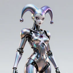 a court jester!!!! character, by artgerm greg rutkowski gustave dore, octane render, polished, glossy, holographic metallic, bionic futurism, galactic robotic cyborg, 8 5 mm f 1. 8 lit edges, ominous elegant luminous intricate quartz highly detailed concept, polygonal shards, artstation sharp focus ray tracing cinematic masterpiece fine portrait, endless nebula