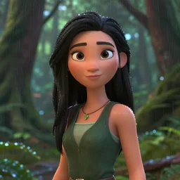 girls in rainforest, pixar 3d style