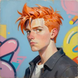 greg manchess portrait painting of cipher vernades as overwatch character, pale copper orange hair, medium shot, asymmetrical, profile picture, organic painting, sunny day, matte painting, bold shapes, hard edges, street art, trending on artstation, by huang guangjian, gil elvgren, ruan jia, greg rutkowski, gaston bussiere