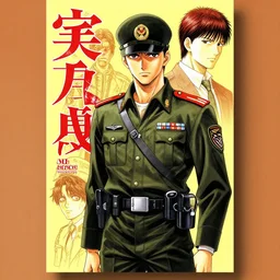professionally drawn seinen mature detective military horror action manga comic cover, full color, beautifully drawn coherent professional, drawn by ilya kuvshinov, ilya kuvshinov, satoshi kon, kentaro miura, dave mckean, tsutomu nihei. japanese script kanji hiragana on the cover. minimalist stylized cover art. yellow red cel shaded
