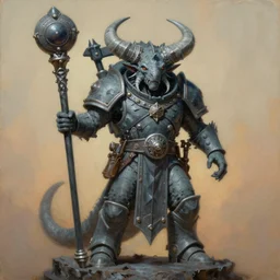 painting of grey seer skaven holding a staff, prophet of the great horned rat chaos god, rat person, vermintide, zdzislaw beksinski, lewis jones, dariusz zawadzki, wayne barlow, warhammer, cold hue's, warm tone gradient background, concept art
