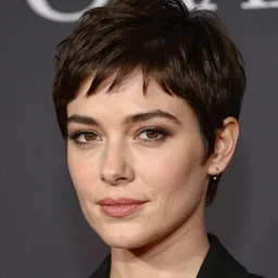 portrait of a beautiful 20-year-old woman by Mario Testino, pixie cut hairstyle, close up, detailed, award winning, Sony a7R