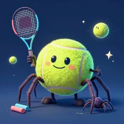 a tennis ball monsters, spider, colorful, digital art, fantasy, magic, chalk, trending on artstation, ultra detailed, professional illustration by basil gogos