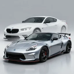 a sports car based on nissan, bmw and chevrolet sports car body styles, nissan sports cars, chevrolet sports cars, bmw sports cars, trending on artstation, pintrest, cgsociety, unreal engine, studio lighting, by jotaautomotive and nancorocks