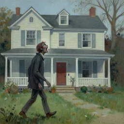 the creature slowly walks toward my house screaming my name, painting by tim bradstreet and michael whelan
