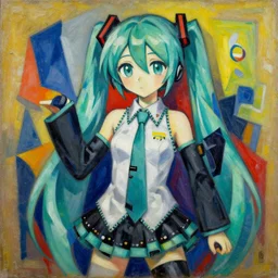 beautiful cubist portrait painting of hatsune miku by pablo picasso, albert gleizes, robert delaunay.