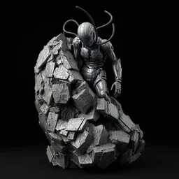 sculpture of 🤖 made of iron waste, hiperrealism, artstation, octane render, detailed