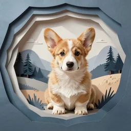 adorable corgi puppy, layered paper