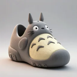 a shoe based in totoro's shape, 3 d render, artgem, octane render, artstation, hasselblad photo, 4 k resolution, blender, renderman, fashion design, biologigal, product photo, product design, high quality, award winning, designed by tinker hatfield, 3 d print model