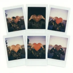 soldiers use hearts as weapon. polaroid. old photos. vintage