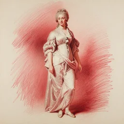 Drawing of a woman, full body, clothed, François Boucher, red chalk, watteau