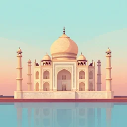 minimalist boho style art of colorful taj mahal at sunrise, illustration, vector art