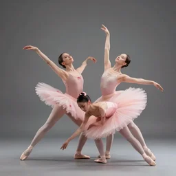 four ballet dancers contortion zoom in, pastel colors,dance photography, ultradetailed,forshortening