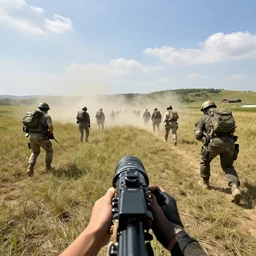 first person pov of an active battlefield