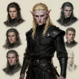 male rogue changeling, black clothes, blond hair, pale skin, dnd character | | realistic shaded, fine details, realistic shaded lighting painting by greg rutkowski, diego gisbert llorens, magali villeneuve, artgerm, jeremy lipkin, michael garmash, rob rey