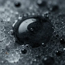 black oil and ice, liquid, micro details, microscopic, closeup, ultra macro, toned, cinematic, post - processing, organic, bio - - n 4