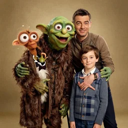 gollum and mr bean family portrait