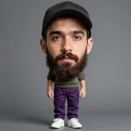 a young man with a chin - style dark brown beard without mustache in a dark black cap, green turtleneck, purple pants and super white sneakers in full height, perfect face, without mustache, mark vanderloo face, photography, ultra detailed, sharp focus