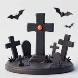 halloween night graveyard graves and crosses, trending on artstation, 30mm, by Artgerm