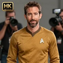 Ryan Reynolds in Star Trek, highly detailed, high quality, HD, 4k, 8k, Canon 300mm, professional photographer, 40mp, lifelike, top-rated, award winning, realistic, sharp, no blur, edited, corrected, trending