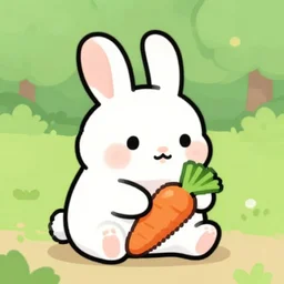 pixel art of a cute rabbit eating a carrot