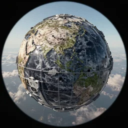 the end of the world as we know it, 3d model, octane, hyperrealistic, realistic lighting, dynamic shadows, fish eye lens