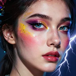 in the eye of the storm, portrait of a beautiful woman, high detail, vibrant colors, face, by gaston bussiere, bayard wu, greg rutkowski, auguste bourotte, bastien deharme, masterpiece, sharp focus, cinematic lightning