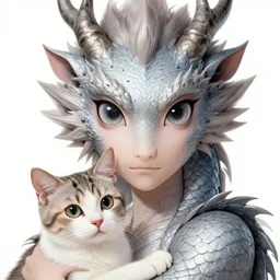 a dragon with big eyes, holding a cat, very anime, fine - face, realistic shaded perfect face, fine details. realistic shaded lighting poster by ilya kuvshinov katsuhiro otomo ghost - in - the - shell, magali villeneuve, artgerm, jeremy lipkin and michael garmash, rob rey and kentaro miura style, trending on art station