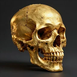 hyper realistic gold gutter skull messy, art by greg rutkowski, intricate, ultra detailed, photorealistic, vibrante colors, trending on artstation, octane render, 4 k, 8 k