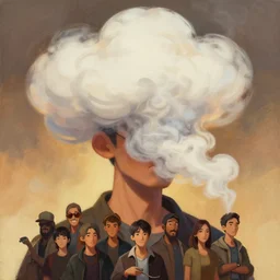 painting portrait of big smoke evaporating as smoke, cartoon, warm lighting. big smoke's body is smoke. movie poster, illustration by bartek fedyczak, erak note, tooth wu, neil richards, kan liu, siwoo kim, jisu choe, trending on art station