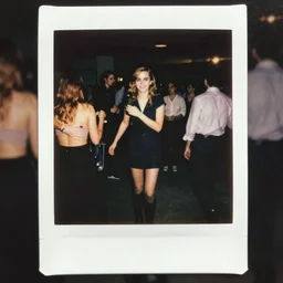 color polaroid of emma watson clubbing candid shot full body by Tarkovsky