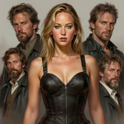 muscled Jennifer Lawrence as a ruggedly handsome heroine, intricate, elegant, highly detailed, centered, digital painting, artstation, concept art, smooth, sharp focus, illustration, art by artgerm and donato giancola and Joseph Christian Leyendecker, Ross Tran, WLOP