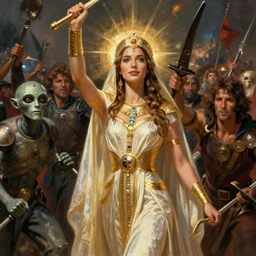 epic portrait of a genetic mix of gal godot and lynn collins as dejah thoris princess of mars from john carter just after winning the battle, dnd, fantasy, lorenzo mastroianni, stanley artgerm, wojtek fus, frank frazetta