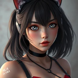 mila kunis as an anime catgirl focus, photography, unreal engine, trending on artstation, photorealistic, octane, trending on deviantart